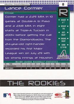 2005 Donruss - The Rookies #8 Lance Cormier Back