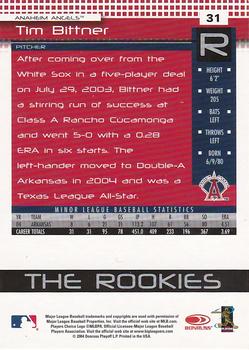 2005 Donruss - The Rookies #31 Tim Bittner Back