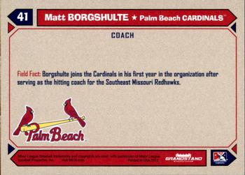 2017 Grandstand Palm Beach Cardinals #NNO Matt Borgshulte Back