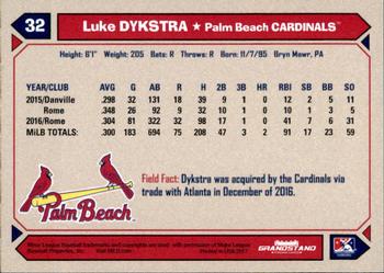 2017 Grandstand Palm Beach Cardinals #NNO Luke Dykstra Back