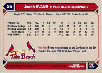 2017 Grandstand Palm Beach Cardinals #NNO Jacob Evans Back