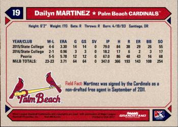 2017 Grandstand Palm Beach Cardinals #NNO Dailyn Martinez Back