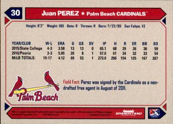 2017 Grandstand Palm Beach Cardinals #NNO Juan Perez Back