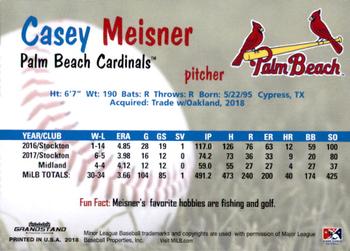 2018 Grandstand Palm Beach Cardinals #NNO Casey Meisner Back