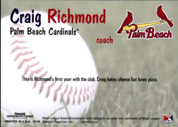2018 Grandstand Palm Beach Cardinals #NNO Craig Richmond Back
