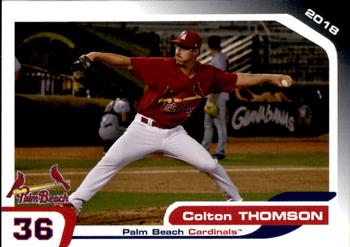 2018 Grandstand Palm Beach Cardinals #NNO Colton Thomson Front