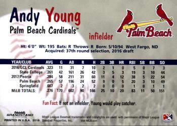 2018 Grandstand Palm Beach Cardinals #NNO Andy Young Back