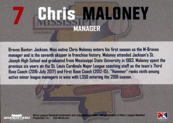 2018 Grandstand Mississippi Braves #NNO Chris Maloney Back