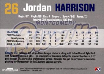 2018 Grandstand Montgomery Biscuits #10 Jordan Harrison Back