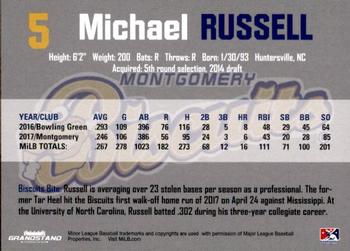 2018 Grandstand Montgomery Biscuits #29 Michael Russell Back