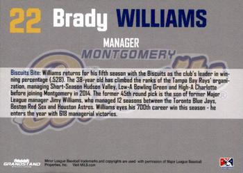 2018 Grandstand Montgomery Biscuits #33 Brady Williams Back