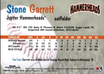 2018 Grandstand Jupiter Hammerheads #11 Stone Garrett Back