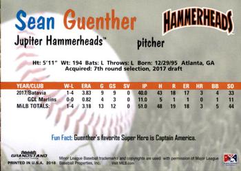 2018 Grandstand Jupiter Hammerheads #12 Sean Guenther Back