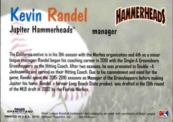 2018 Grandstand Jupiter Hammerheads #26 Kevin Randel Back