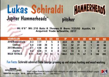 2018 Grandstand Jupiter Hammerheads #28 Lukas Schiraldi Back