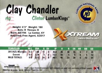 2018 Grandstand Clinton LumberKings #NNO Clay Chandler Back