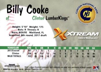 2018 Grandstand Clinton LumberKings #NNO Billy Cooke Back