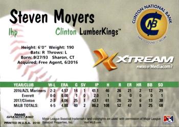 2018 Grandstand Clinton LumberKings #NNO Steven Moyers Back