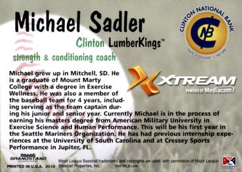 2018 Grandstand Clinton LumberKings #NNO Michael Sadler Back