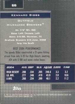 2005 Bowman's Best #66 Kennard Bibbs Back