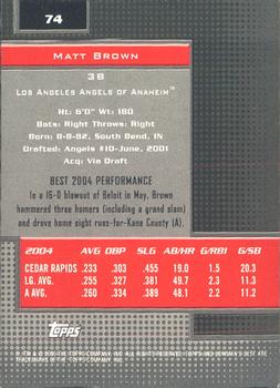 2005 Bowman's Best #74 Matt Brown Back