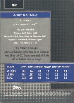 2005 Bowman's Best #92 Andy Santana Back