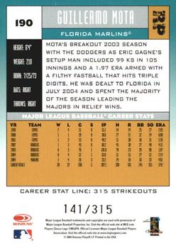 2005 Donruss - Stat Line Career #190 Guillermo Mota Back