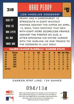 2005 Donruss - Stat Line Career #218 Brad Penny Back