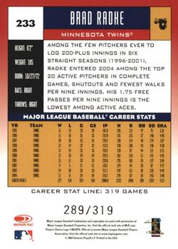 2005 Donruss - Stat Line Career #233 Brad Radke Back