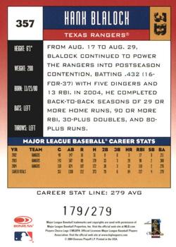 2005 Donruss - Stat Line Career #357 Hank Blalock Back