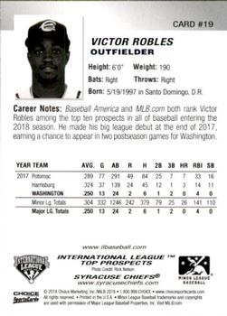 2018 Choice International League Top Prospects #19 Victor Robles Back