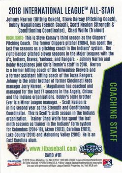 2018 Choice International League All-Star Team #01 Coaching Staff (Johnny Narron / Steve Karsay / Bobby Magallanes / Scott Nealon / Chad Wolfe) Back