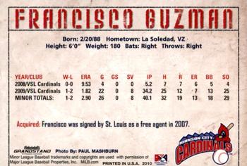 2010 Grandstand Johnson City Cardinals #13 Francisco Guzman Back