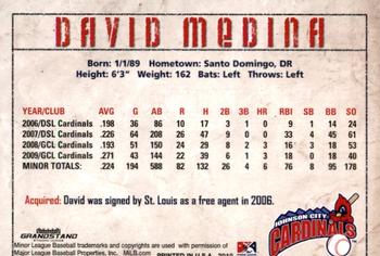 2010 Grandstand Johnson City Cardinals #19 David Medina Back