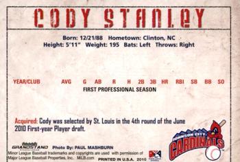 2010 Grandstand Johnson City Cardinals #30 Cody Stanley Back