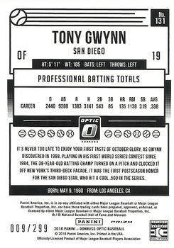 2018 Donruss Optic - Aqua #131 Tony Gwynn Back