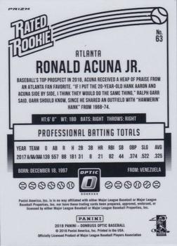 2018 Donruss Optic - Bronze #63 Ronald Acuna Jr. Back