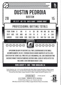 2018 Donruss Optic - Bronze #72 Dustin Pedroia Back