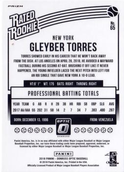 2018 Donruss Optic - Purple #65 Gleyber Torres Back