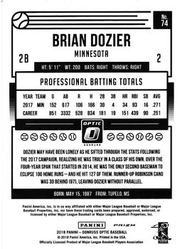 2018 Donruss Optic - Purple #74 Brian Dozier Back