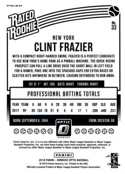 2018 Donruss Optic - Red and Yellow #33 Clint Frazier Back