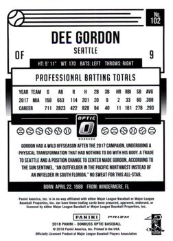 2018 Donruss Optic - Red and Yellow #102 Dee Gordon Back