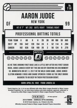 2018 Donruss Optic - Red and Yellow #114 Aaron Judge Back
