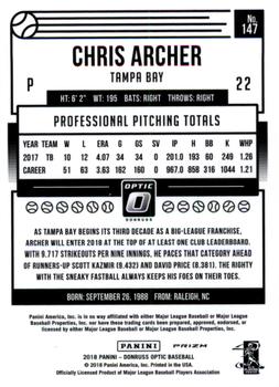 2018 Donruss Optic - Red and Yellow #147 Chris Archer Back