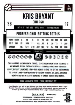 2018 Donruss Optic - Red and Yellow #149 Kris Bryant Back