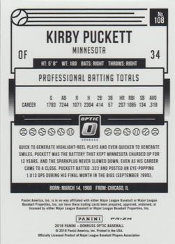 2018 Donruss Optic - Shock #108 Kirby Puckett Back