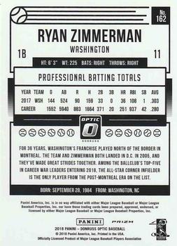 2018 Donruss Optic - Shock #162 Ryan Zimmerman Back