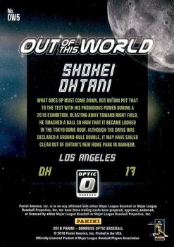 2018 Donruss Optic - Out of This World #OW5 Shohei Ohtani Back
