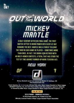 2018 Donruss Optic - Out of This World #OW7 Mickey Mantle Back