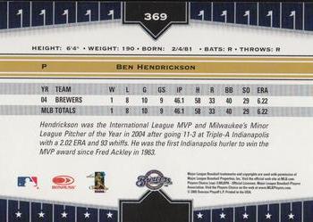2005 Donruss Champions - Impressions Autograph #369 Ben Hendrickson Back